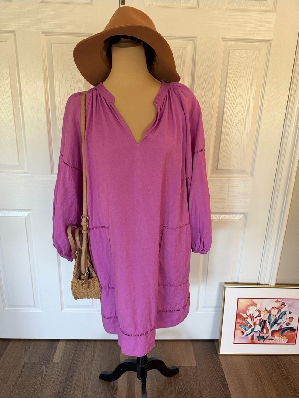 Women's Purple Pink Linen Dress  - Loft